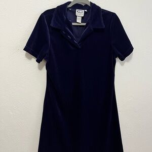 C Studio Classic 90’s Short-sleeve Navy Collar Velvet Dress